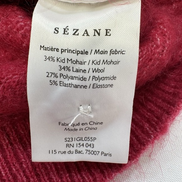 Sezane Eya Cardigan Sweater Kid Mohair Wool Blend Pink XXS Oversized Quiet Luxe - Picture 10 of 15